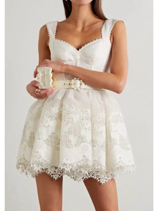Zimmermann Dresses & Skirts - NWOT Zimmermann High Tide Embroidered Belted Corset Mini Dress White Size 1 / S